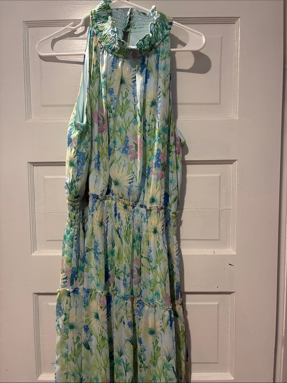 Taylor Watercolor Floral Smocked Tiered Maxi Dress Size 16